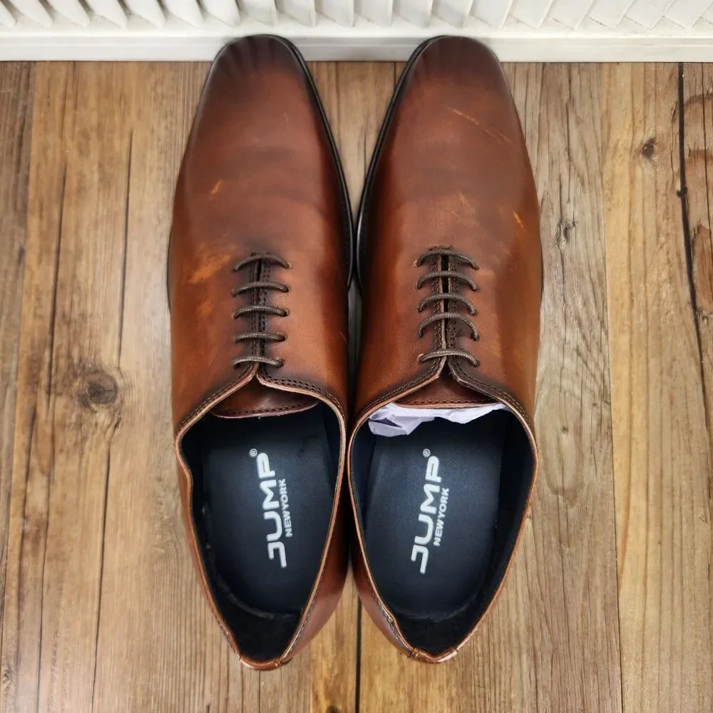 Jump New York Monaco Oxfords Dress Shoes Mens Size 12 M Tan Brown Leather Preppy